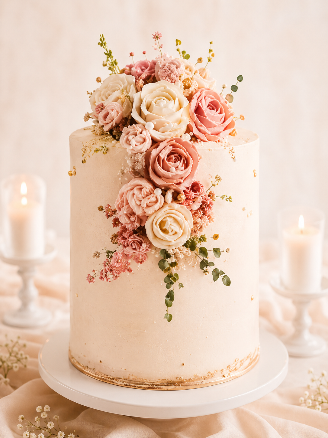 Blush & Bloom Floral Cake